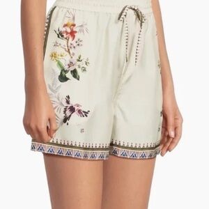 NWT JOHNNY WAS JADES Mayvis Shorts Ivory Silk Blend XXL Embroidery Border $230